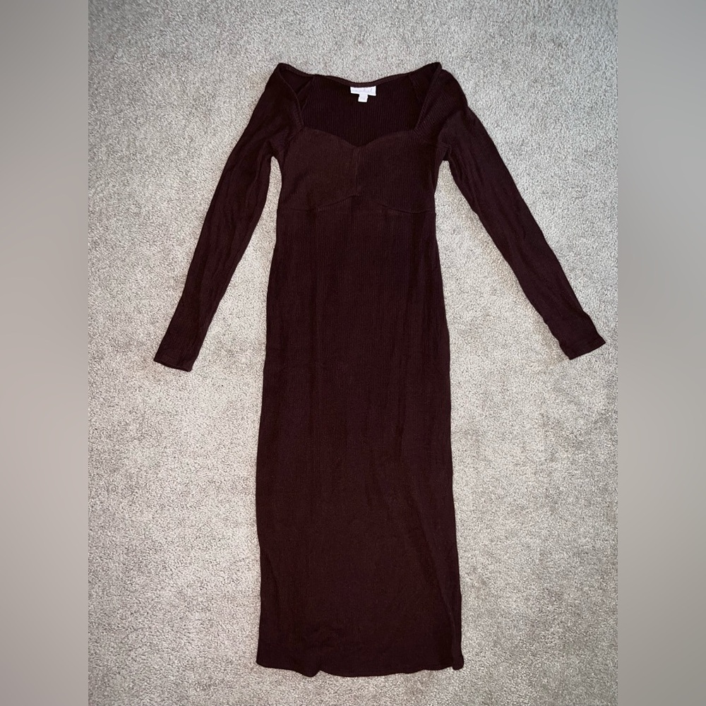 Isabel Maternity by Ingrid & Isabel Long Sleeve Dark Brown Knit Maxi Dress